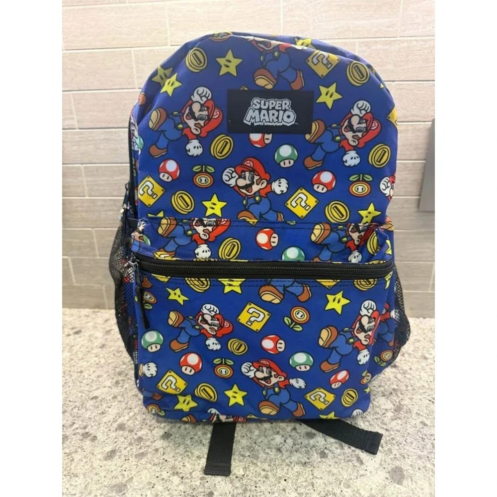 Kids Super Mario‎ Power Ups/Stars/Mushrooms/Mario All Over Print Backpack